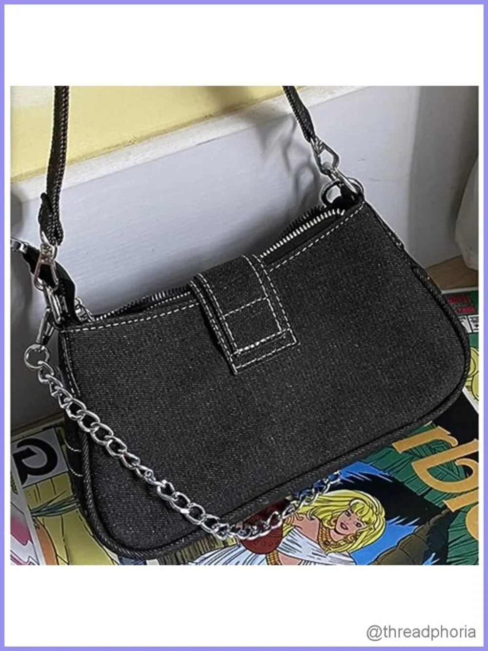 Grunge Hobo Bag Y2K Vintage Denim Shoulder Crossbody Purse Women